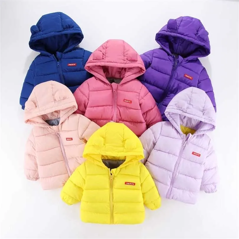 Meisje kleding katoen kinderen onderaan gewatteerde jas baby winter hooded jas oor uitloper 211027