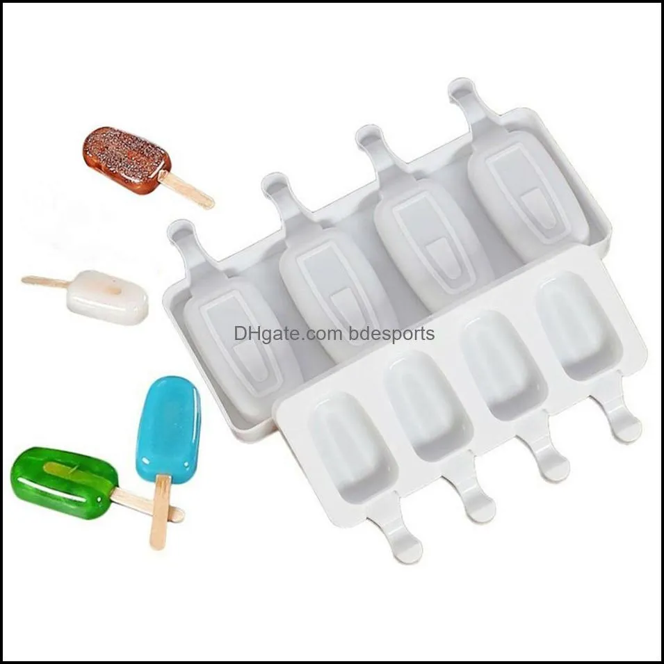 Silicone Ice Cream Molds Lolly Moulds Tools Popsicle Maker Cakesicle Mold  4 Cells Food Grade a23