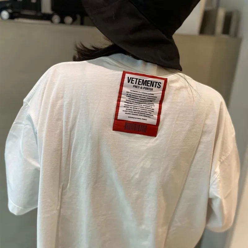 Vetements Applique 대형 티셔츠 패션 캐주얼 티셔츠 Streetwear 힙합 여름 남성 여성 루즈 티