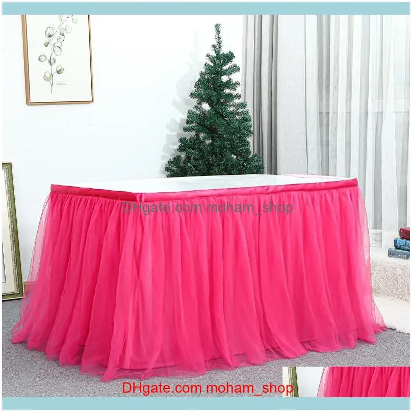 Birthday Party Table Skirt Tutu Tulle Tableware Cloth Halloween Christmas Birthday Party Table Decoration Soft Home Textile