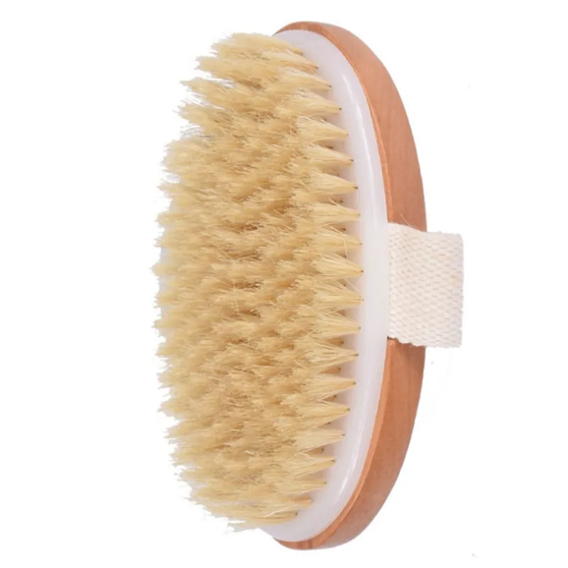 Wholesale Oval Natual Wooden Bristle Body Brush Massager Soft Wash Brushes Bath Shower Back Spa Scrubber for women A216113