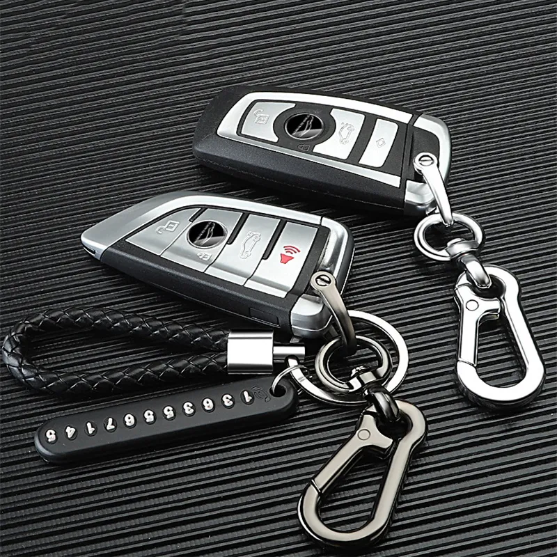 ST Car Keychain Phone Number Card Keyring Anti-lost Leather Plate Key Ring  Auto Vehicle Key Chain Accessories