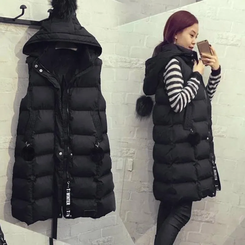 여성 조끼 Plussize Hoodie Waistcoat 조끼 2021 패션 여성 느슨한 주머니 캐주얼 긴 소매없는 자켓 Gilet 두꺼운 따뜻한 코트 스키 outwe