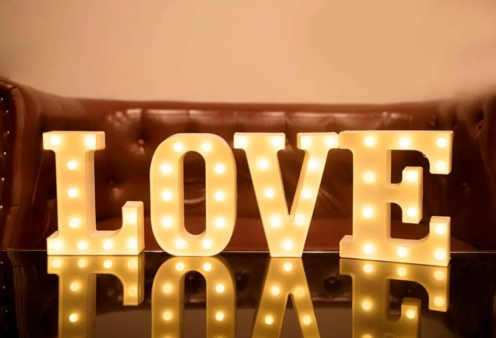 LED Sign Letters Light Up for Night Lights Wedding Birthday Party Battery Powered Christmas Lamp Home Bar