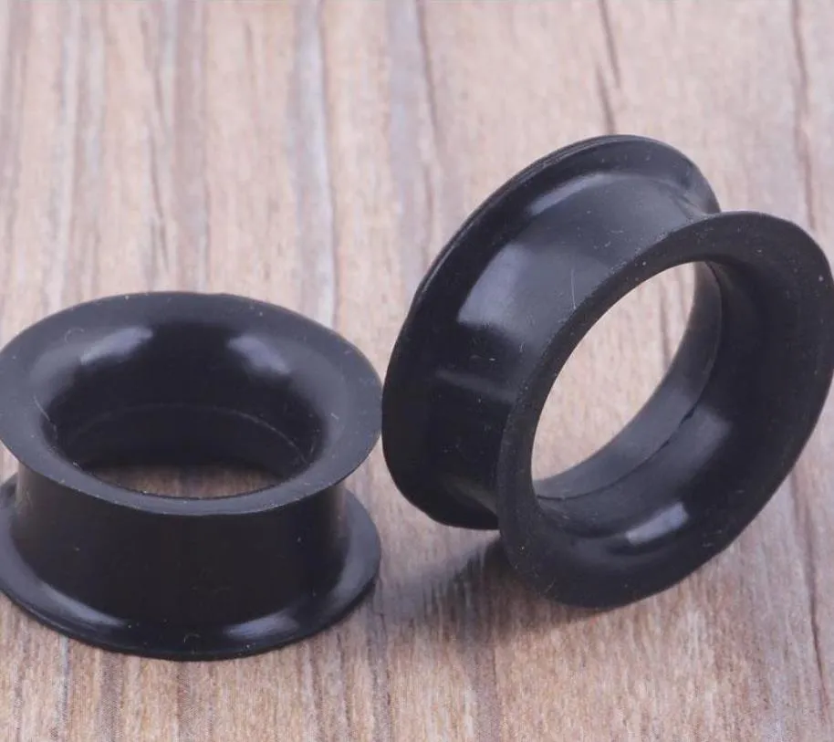 Mix 4-25Mm Silicone Double Flare Silicone Flesh Tunnel Ear Plug 96Pcs Black Color Body Jewelry