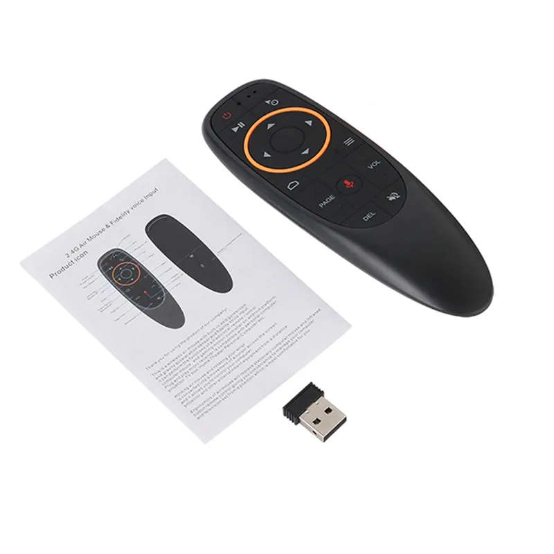G10S Fly Air Mouse 2,4 GHz sans fil pour le jeu de détection gyroscopique avec télécommande pour microphone à commande vocale pour Smart TV Android Box PC