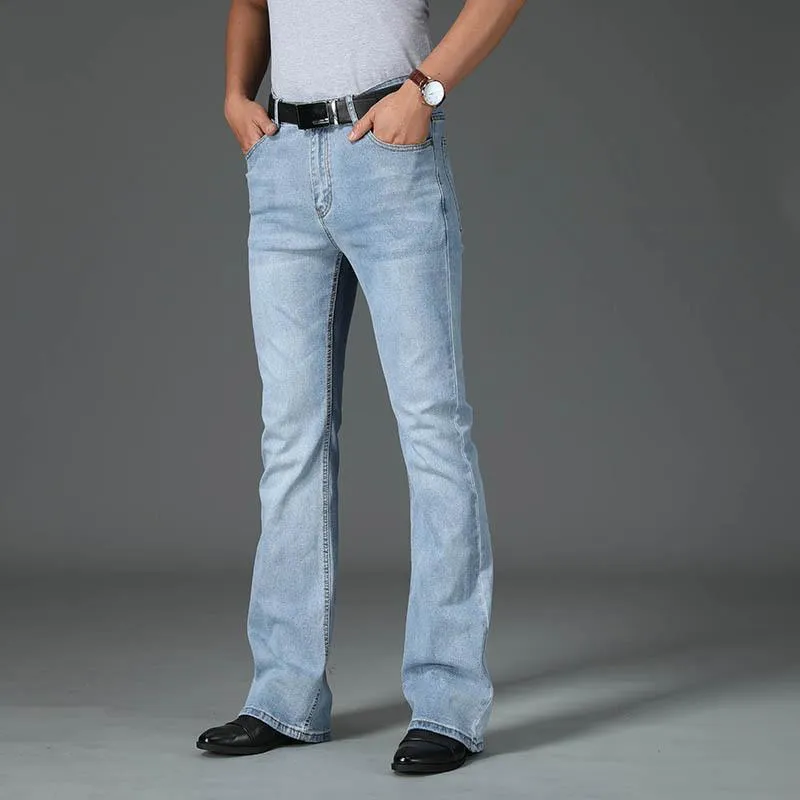 Flared Denim Mens Bootcut Jeans: High Waist, Loose Leg