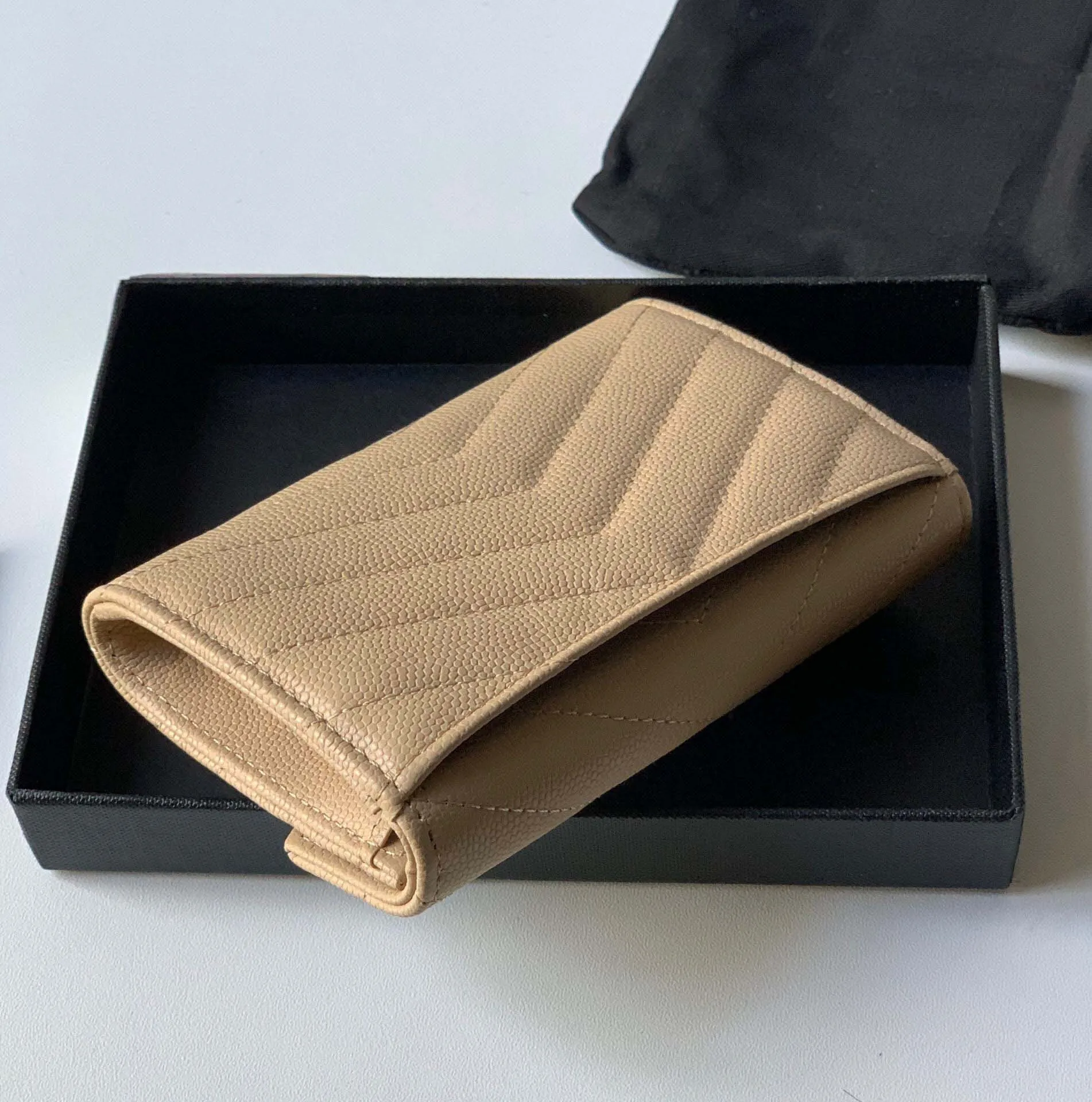 Fashion Selling Classic wallet Women Top Quality Full Leather Luxurys Designer bag Gold and Silver Buckle Coin Purse Card Holder 12cm With box