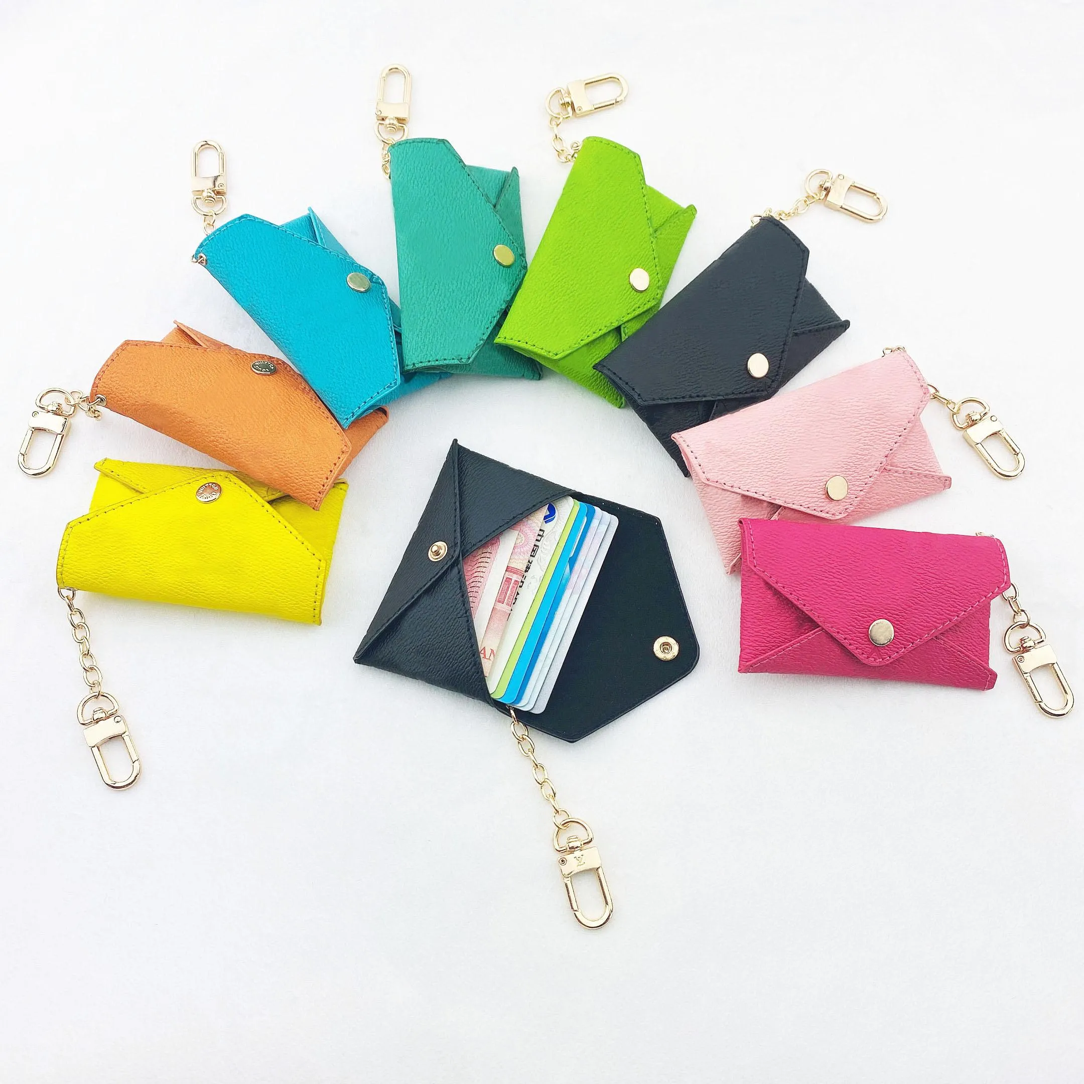 DHL Unisex Designer Schlüsseltasche Mode Leder Geldbörse Schlüsselanhänger Mini Geldbörsen Münze Kreditkarteninhaber 19 Farben