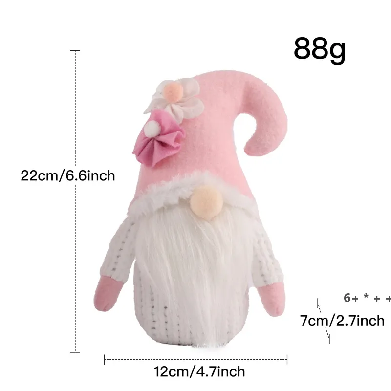 Valentine's Day Party Gnomes Knitted Faceless Doll Flower Dwarf Valentine Gift to Lover Home Decoration Oranment RRB13251