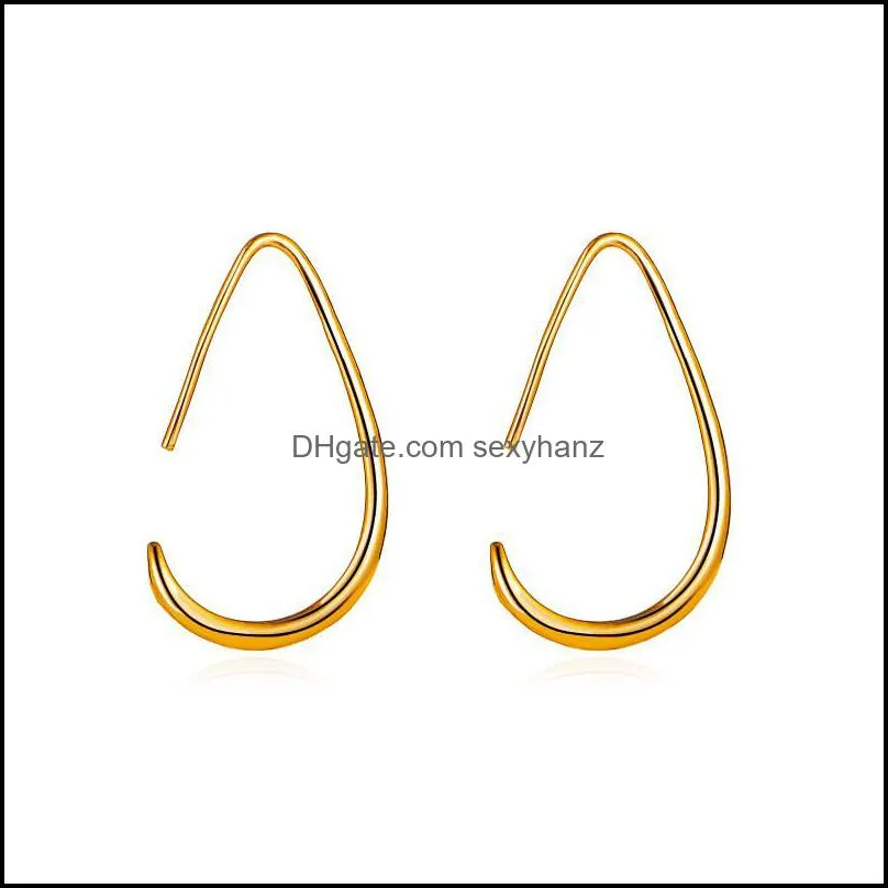 Simple Style French Geometric Gold Earrings Hoop Hollow Water Drop Earring For Women Party Brass White K Stud Jewelry Accessories