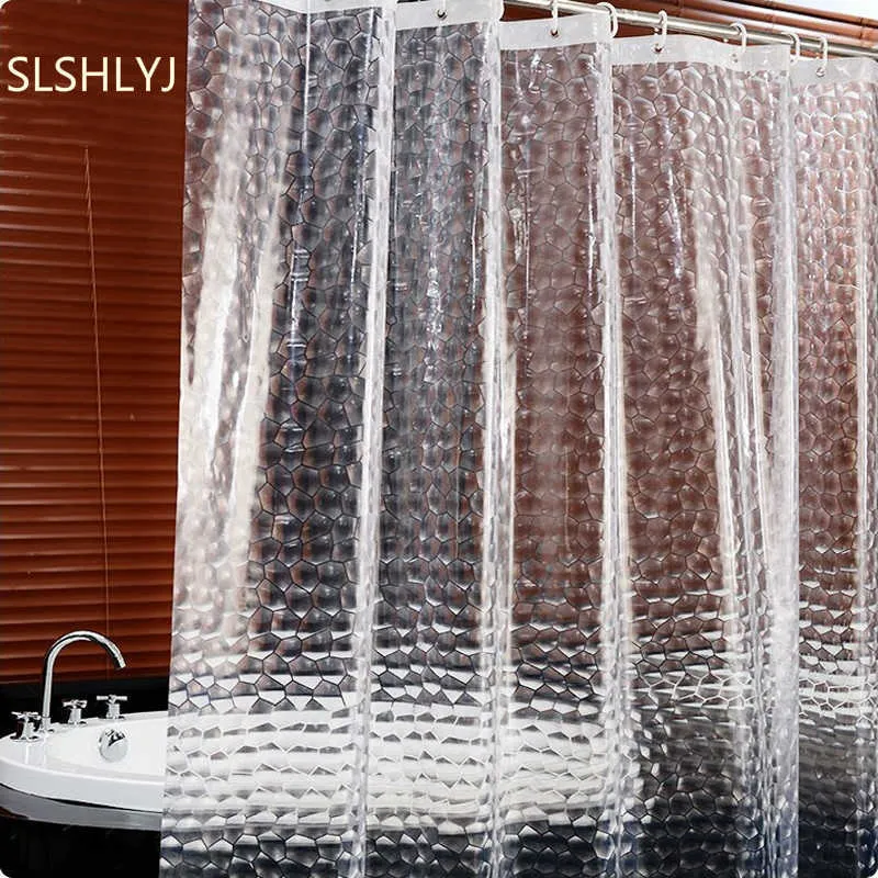 SLSHLYJ Brand Waterproof Shower Curtain 12 Hooks For The Bathroom High Quality Bath Bathing Sheer For Home Decoration 210609