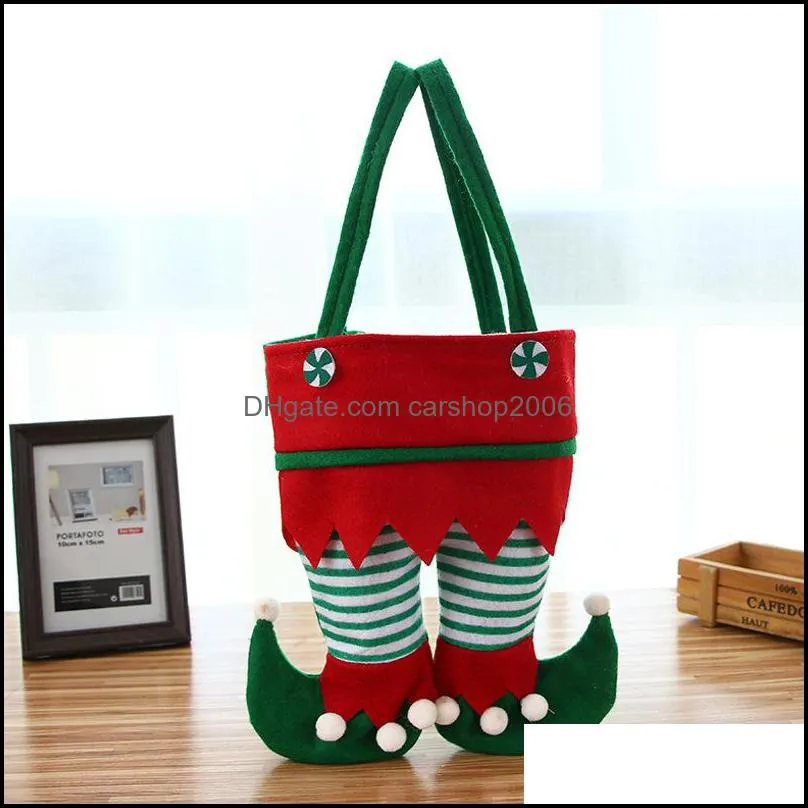 Christmas Santa Pant Bag Candy Gift Bag Christmas Wine Bottle Cover Xmas Gift Bag Trouser Candy Bags Christmas Party Decoration DBC