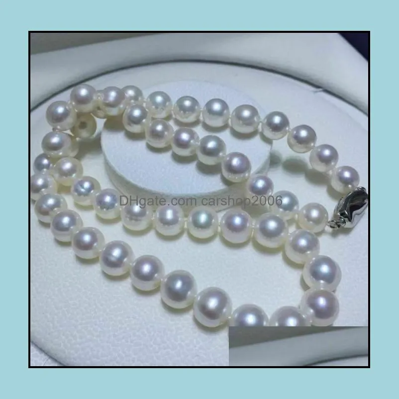 10-11mm South Sea Round Natural White Pearl Necklace 18inch 925 Silver Clasp Women`s Gift Jewelry