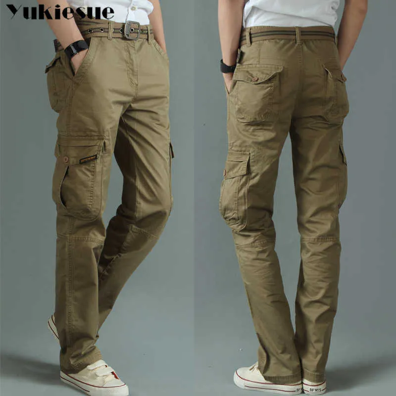 Homens Calças de Carga Streetwear Multi bolso Casual Militar Militar Menores Calças Táticas Calças Táticas Macacas Masculinas Macacões 210608