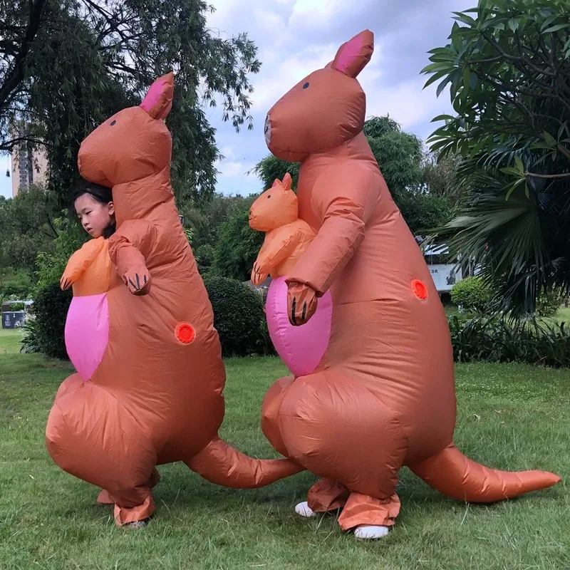 Inflatable Kangaroo Miss Piggy Mascot Costume For Parent Child