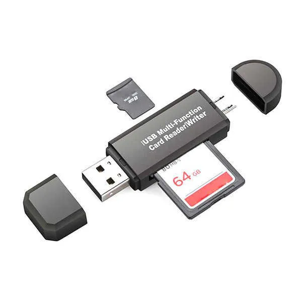 Leitor de cartão OTG Micro Sd/Sd MINI USB 2.0 +OTG Micro SD/SDXC Adaptador de leitor de cartão TF U Disk acessórios para laptop