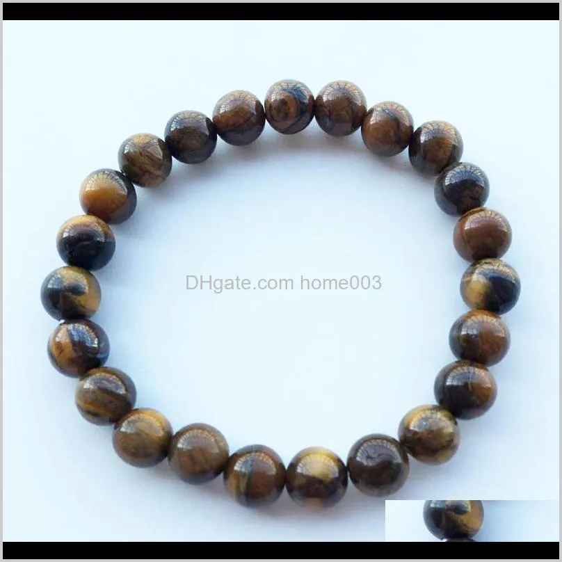 new natural tiger eye stone beaded bracelets 8mm yoga balance beads buddha prayer elastic bangles lx0387