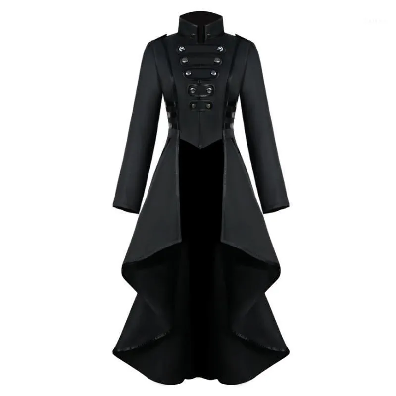 Damesjassen 2021 Dames Gothic Tailcoat Jas Steampunk Tuxedo Pak Corset Halloween Kostuum Outfits Dames Casual Coat