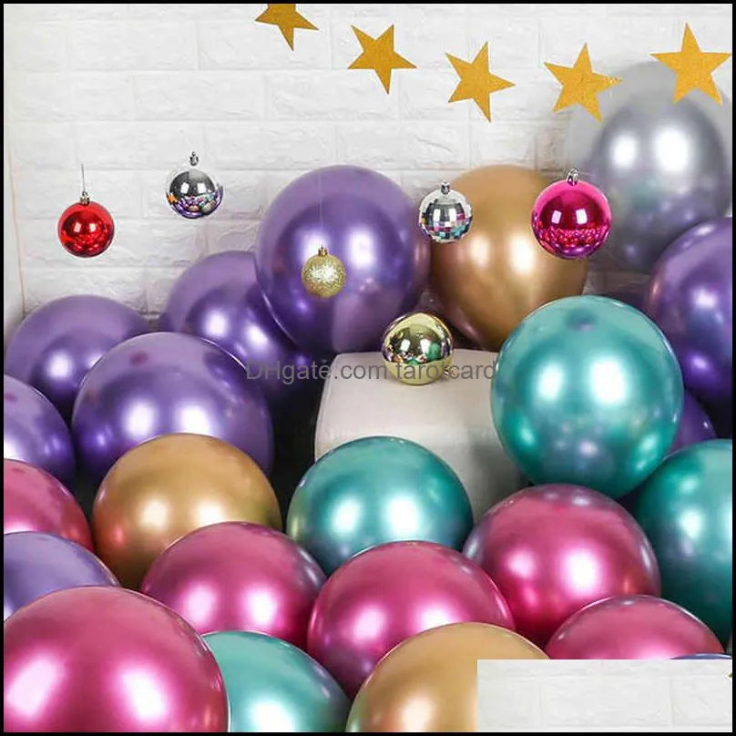 Autres fournitures de fête d'événement Festive Home Garden Ballons en latex de perle en métal brillant Couleurs métalliques épaisses Boules d'air Décoration d'anniversaire 12 po