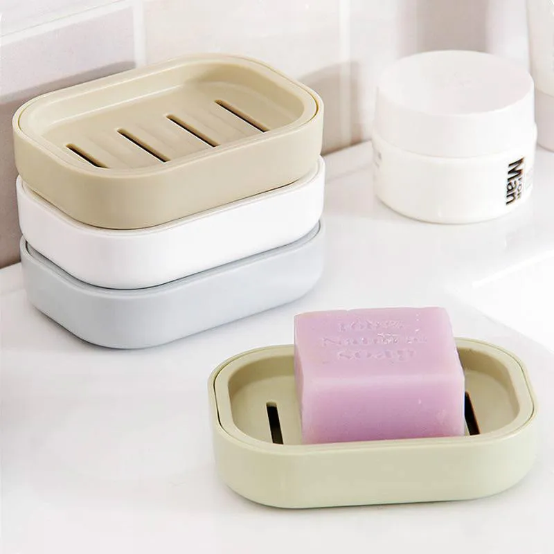 Thicken Plastic Soap Dish Tray Holder With Lids Rack Plate Box Container Dishes For Bath Shower Bathroom Supplies RH7142