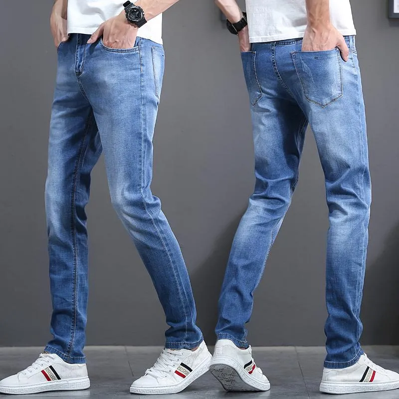 Acquistare Summer Thin Mens Jeans Classic Fashion Style Style Style Pantaloni  Da Uomo Vecchio Craft Casual Light Blue Abbigliamento Denim Dritto Pantaloni  Dritti Economico | Consegna Veloce E Qualità | It.Dhgate