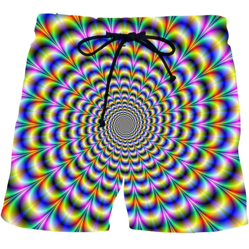 Mäns Shorts Geometriska Mönster 3D Print Korta Trunks Män Casual Streetwear Beach Fashion Swimwear Pants Board Bottoms 2021