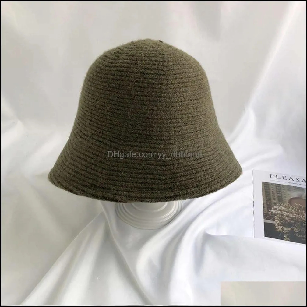 Korean autumn and winter new pure wool basin Hat Lady`s casual dome light fisherman`s hat