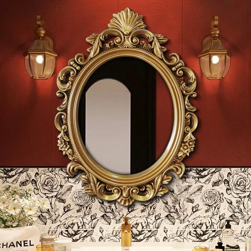 Specchi Golden Wall Art Specchio Elegante Bagno Americano Ovale Matrimonio Trucco Soggiorno Bacchetta Decorativa Hower EB5ZSJ