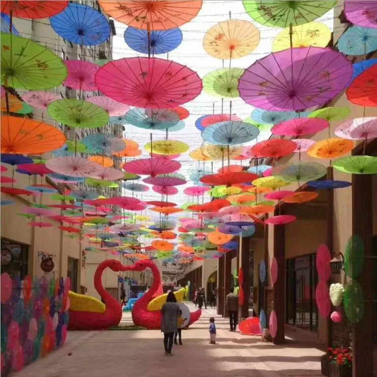 Groothandel Bruiloft Handgeschilderde Bloemen Kleurrijke Zijde Doek Paraplu Parasol Chinese Handwerk Umbrela