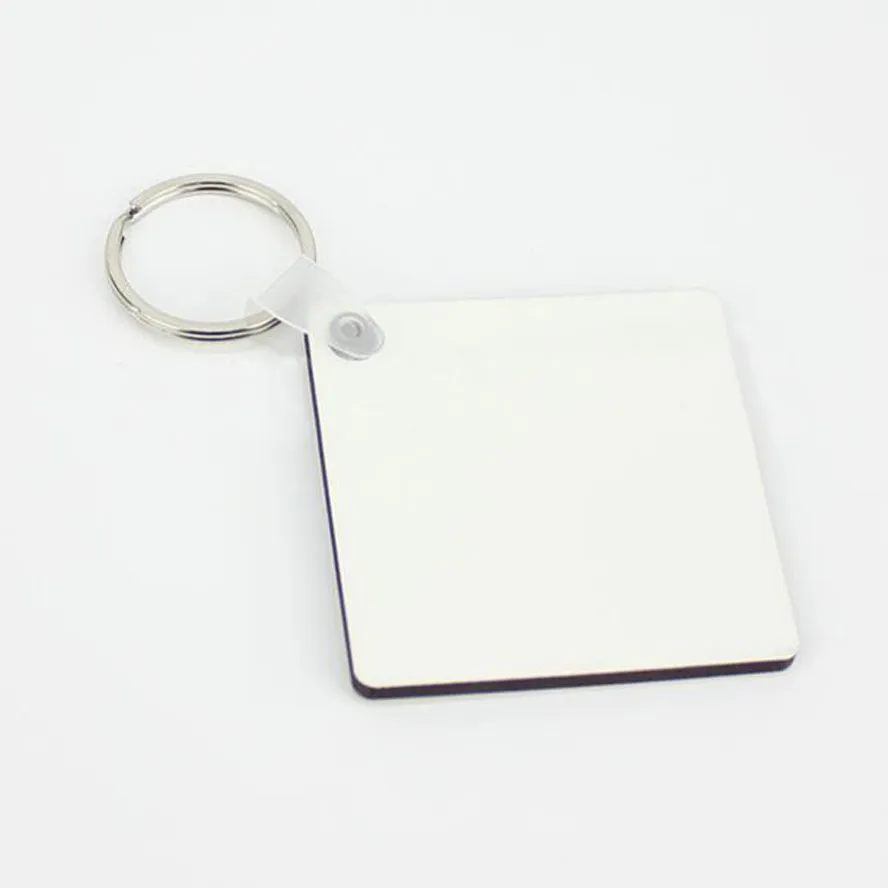 Keychain Favor Sublimation Blank Personlighet Rektangel Hjärta Polygon Nyckelringar Ornament MDF Coated Board Dubbelsidig värmeöverföring Nyckelringar i lager