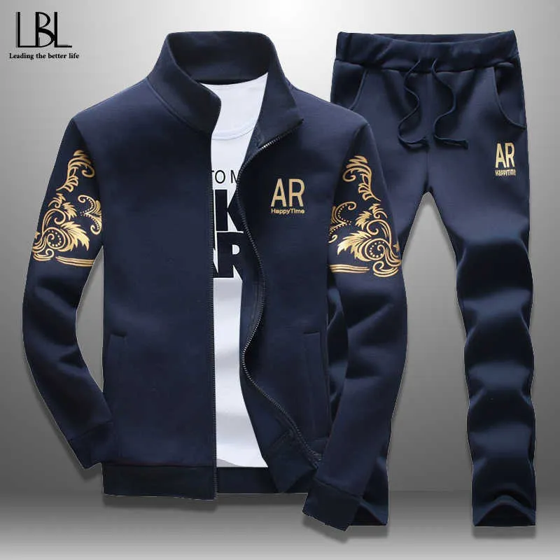 Spring Tracksuits Men Sporting Gyms Mens Set Casual Outfit Sportswear Fitness Men's Clothing Bodybuilding Male Zipper Sweat Suit 211006