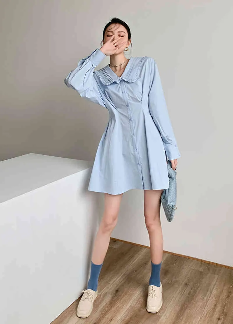 pale blue peter pan collar dress Stripe Peter Pan Collar Dress – P&M Embroidery main image 1
