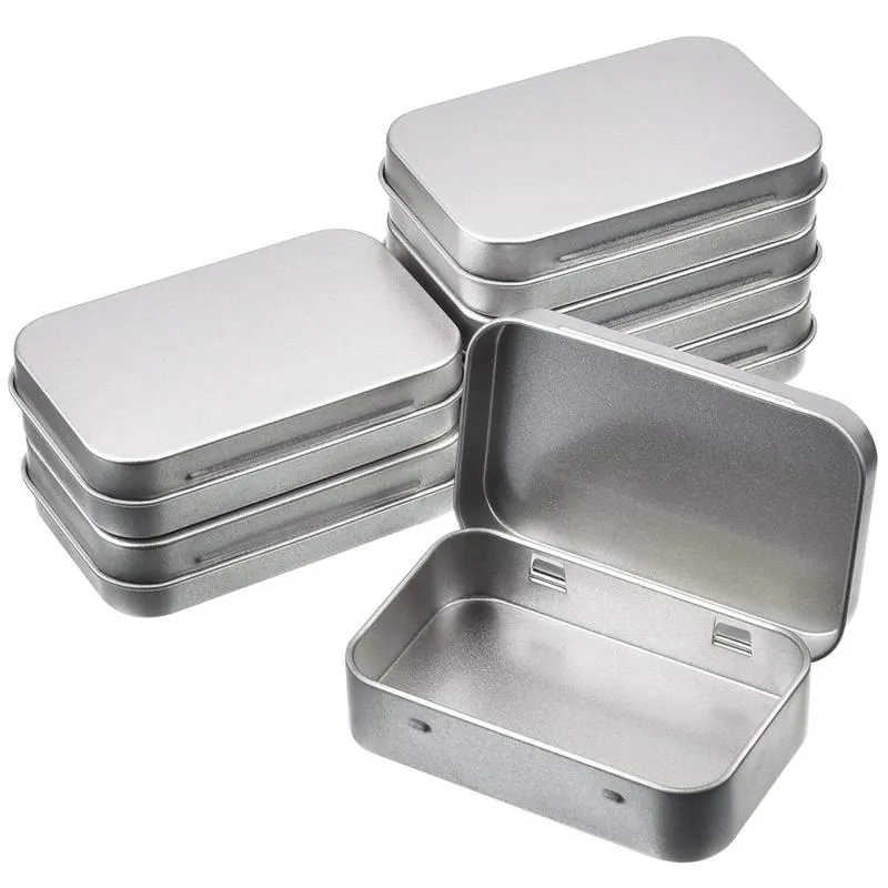 2021 Nya 12pcs / set Small Metal Tin Silver Förvaringslåda Fodral Arrangör för Pengar Coin Candy Key 9.5 * 6 * 2cm