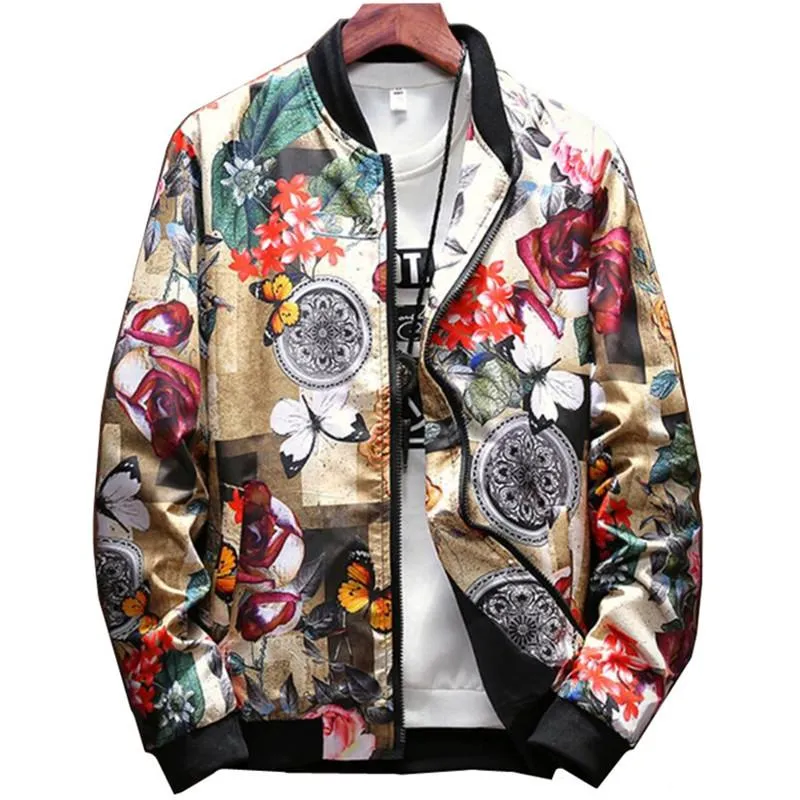 Giacche da uomo Moda Primavera 2021 Stampa Giacca casual Uomo Streetwear giapponese Designer Flower Coat Abbigliamento Plus TAGLIA 4XL 5XL