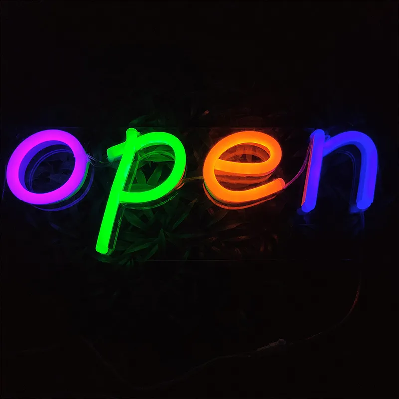 Colorful "open" Sign Store Restaurant Bar Gift shop Door Decoration Board LED Neon Light 12 V Super Bright