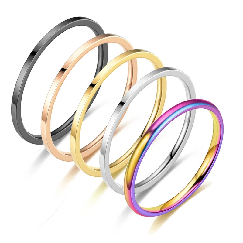 2mm titanium ring fashion rose gold lovers rings mix size 4 to 11