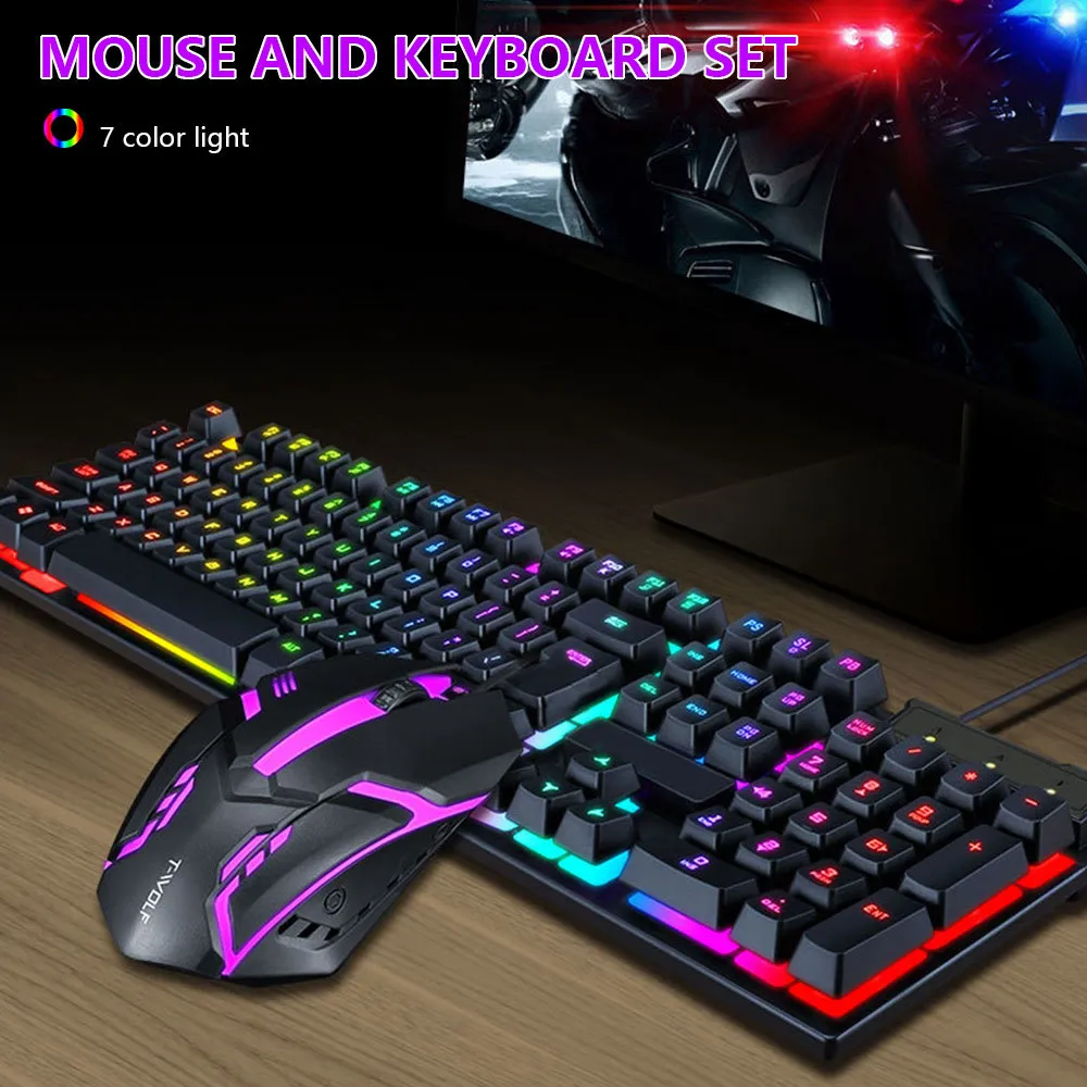 Mekanisk TF200 Rainbow USB Ergonomisk Gaming PC Laptop Färgglada Bakgrundsbelysning Tangentbord