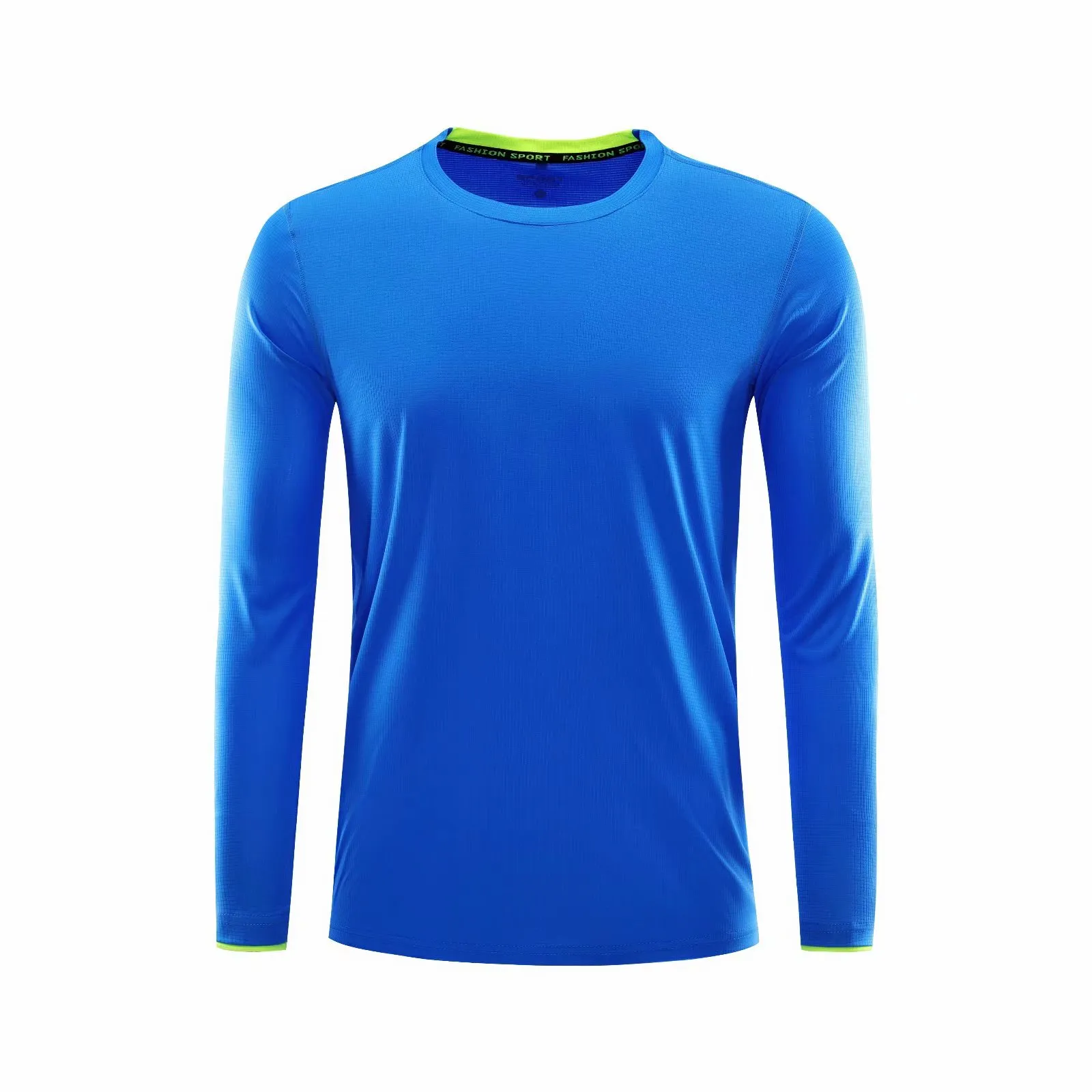 blue Long Sleeve Running Shirt Men Fitness Gym Sportswear Fit Quick dry Compression Workout Sport Top