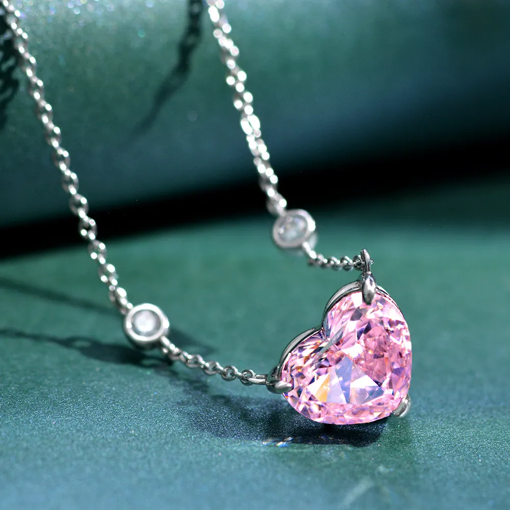 Pink Diamond Heart Pink Love Heart Necklace Heart Necklace