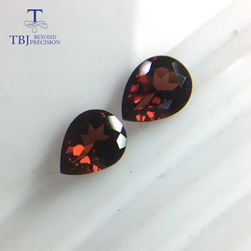 Tbj , Natural red Mozambique loose gemstone pear 7*9 mm 3.75ct two piece one set for silver gemstone jewelry usd22.99/set . H1015