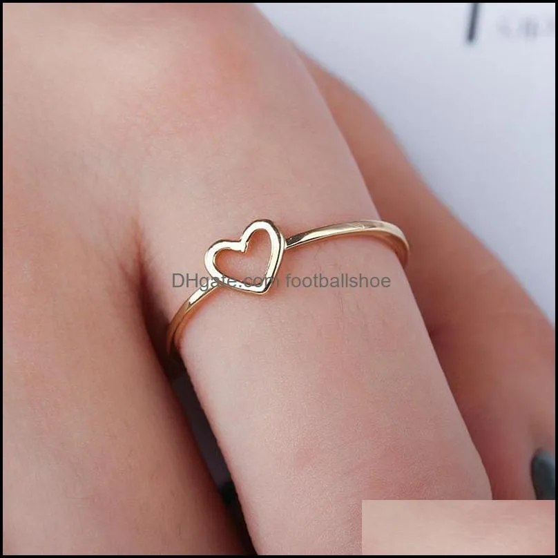Dainty Women Ring Hollow Heart Rings For Couple Wedding Promise Infinity Eternity Love Jewelry Boho Anillos Mujer BFF Gifts DHL Free