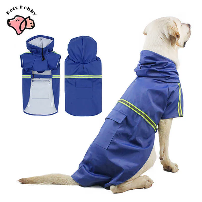 S-5XL Cão ​​Raincoat impermeável Reflexivo Pet Rain Rain Coat Pequeno Cão Grande Capuz Cloak Roupa Cachorro Cachorro Rain Coat Jacket Fontes 211007