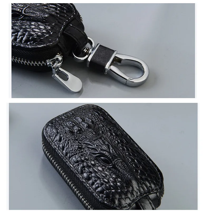 Crocodile　keycase VINTAGE Vintage Crocodile Pattern Genuine Leather Car Key Pouch