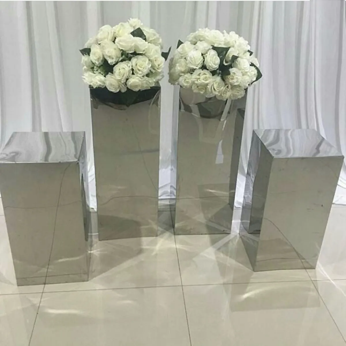 4 pçs / set) Belo evento casamento wedding stand decorativo espelho pilares casamento pedestal decoração colunas ocas senyu587