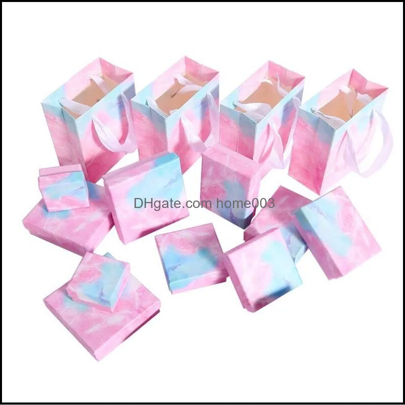 Boxes & Display Jewelryfashion Marble Print Diy Handmade Jewelry Box Gradient Cloud Gift Packaging Paper Case Small Fresh Necklace Earrings