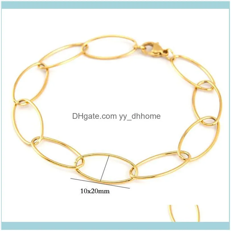 Link, Chain 100% Stainless Steel Bracelet For Women Men Metal Lock Bracelets Pulseras Mujer Boho Jewelry Drop