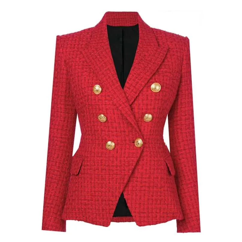 HIGH STREET est Runway A/W Designer Blazer Women's Double Breasted Metal Buttons Wool Coat Jacket 211019