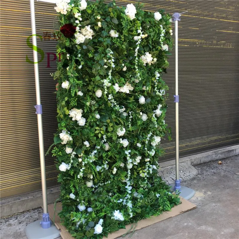 Grüne Pflanzen, Rosen, Hortensien, Penoy, künstliche Blumenwand für Hochzeitshintergrund, dekorative Blumenkränze