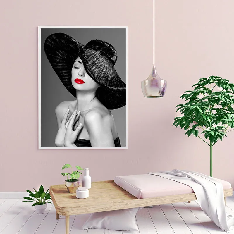 Sexy Woman Red Lips Wall Art Canvas Print Abstract... From Yiwumeixiang ...